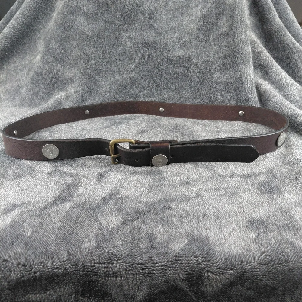 Kevin's Catalog Mens Brown Leather Shotgun Shell Belt 12 GA Brass Concho Size 42